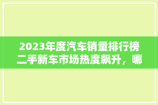 2023年度汽车销量排行榜二手新车市场热度飙升，哪些车型脱颖而出
