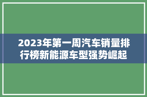 2023年第一周汽车销量排行榜新能源车型强势崛起